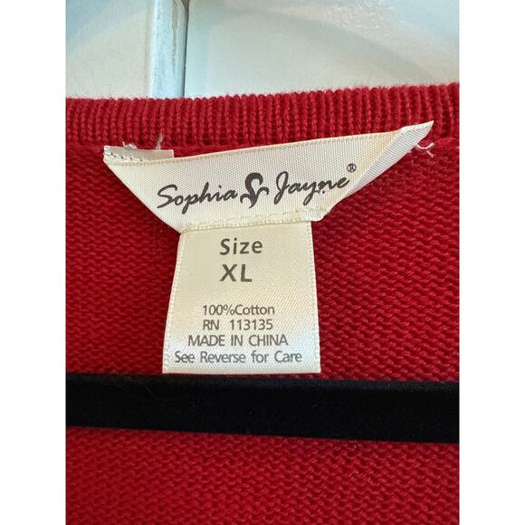 Sophia Jayne Red, Gold, and White Patch Stitch Santa Novelty Print Zip Up Vest - Picture 2 of 7